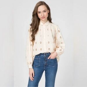 Maje Peach Long Sleeve Button Down Shirt